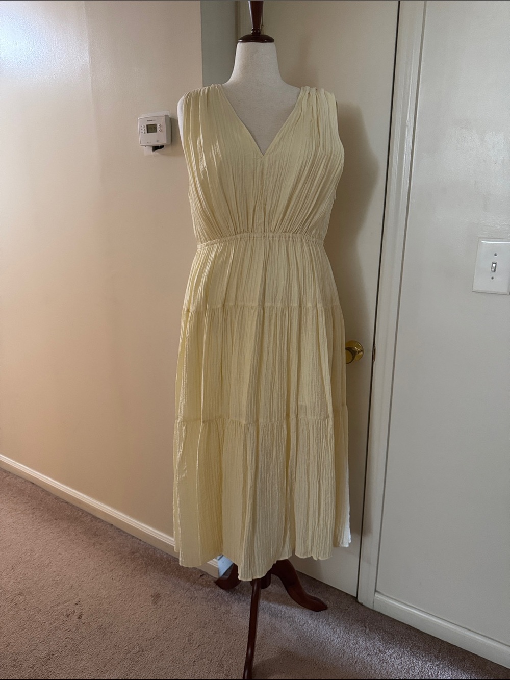 H&M Yellow Sleeveless Tiered Maxi Dress